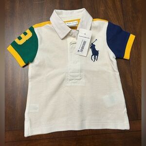 Polo by Ralph Lauren Kids' Cream Polo with Green and Blue Accents